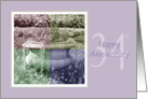 34th Wedding Anniversary Quad Color Flower Urn card