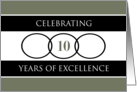 Business 10th Anniversary Green Circles of Excellence card