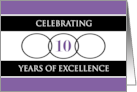 Business 10th Anniversary Purple Circles of Excellence card