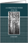 A Christmas Wish to Cousin Black and White Treescape card