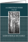A Christmas Wish to Godfather & His Family Black and White Treescape card