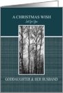 Christmas Wish to Goddaughter & Her Husband Black and White Treescape card