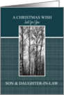 A Christmas Wish for Son & Daughter-in-Law Black and White Treescape card