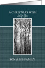 A Christmas Wish for Son & His Family Black and White Treescape card