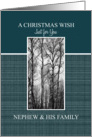 A Christmas Wish for Nephew & His Family Black and White Treescape card