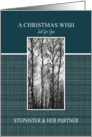 Christmas Wish for Stepsister & Her Partner Black and White Treescape card