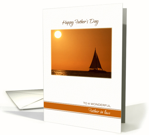 Happy Father's Day for Father in Law ~ Sailboat on the Ocean card