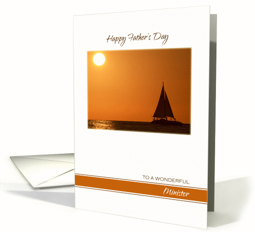 Happy Father's Day for Minister ~ Sailboat on the Ocean card (1013877)