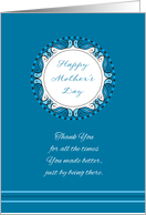 Happy Mother’s Day ~ Whimsical Turquoise and Cyan Circle Medallion card