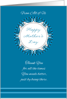 Mother’s Day From All of Us ~ Whimsical Turquoise and Cyan Medallion card