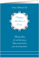 Mother’s Day From Both of Us ~ Whimsical Turquoise and Cyan Medallion card
