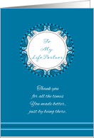 Mother’s Day For Life Partner ~ Whimsical Turquoise & Cyan Medallion card