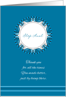 Mother’s Day For Step Aunt ~ Whimsical Turquoise & Cyan Medallion card