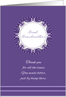 Mother’s Day For Great Grandmother ~ Whimsical Lavender Medallion card