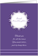 Mother’s Day For Great Granddaughter ~ Whimsical Lavender Medallion card