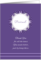 Mother’s Day For Friend ~ Whimsical Purple & Lavender Medallion card
