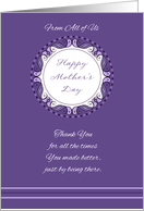 Mother’s Day From All of Us ~ Whimsical Purple and Lavender Medallion card