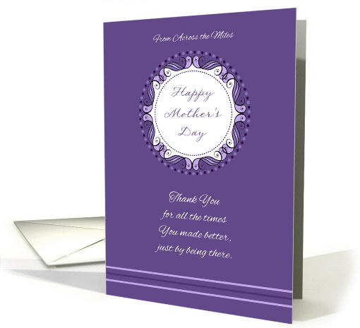 Mother's Day From Across the Miles ~ Whimsical Lavender Medallion card