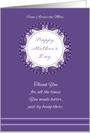 Mother’s Day From Across the Miles ~ Whimsical Lavender Medallion card