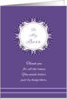 Mother’s Day To My Boss ~ Whimsical Purple and Lavender Medallion card