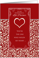 For Life Partner on Valentine’s Day ~ Red & White, You’re the One card