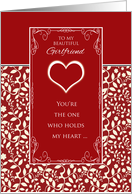 For Girlfriend on Valentine’s Day ~ Red & White, You’re the One card