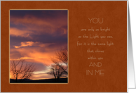 Spiritual Encouragement ~ Swirling Clouds of Light at Sunset card