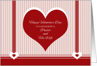 Happy Valentine’s Day for Pastor and his Wife ~ Red and White Hearts card