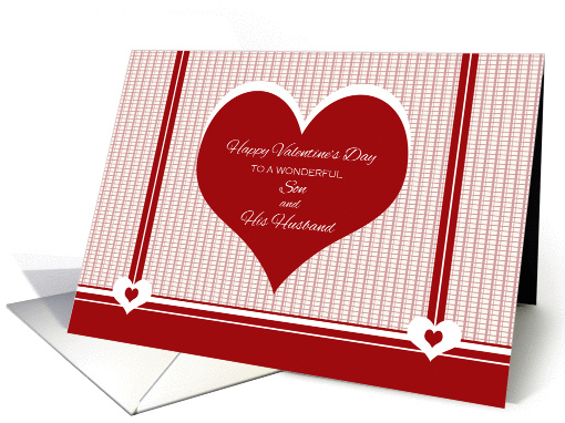 Valentine's Day for Son and his Husband ~ Red and White Hearts card