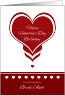 Valentine’s Day Birthday for Great Aunt ~ Red and White Hearts card