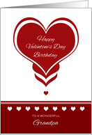 Valentine’s Day Birthday for Grandpa ~ Red and White Hearts card