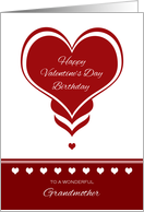 Valentine’s Day Birthday for Grandmother ~ Red and White Hearts card