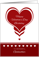 Valentine’s Day Birthday for Godmother ~ Red and White Hearts card
