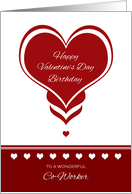 Valentine’s Day Birthday for Co-Worker ~ Red and White Hearts card