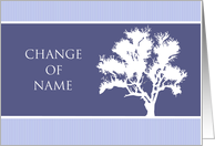 Change of Name Announcement - Blue Pinstriped Tree Silhouette card