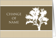 Change of Name Announcement - Sepia Pinstriped Tree Silhouette card