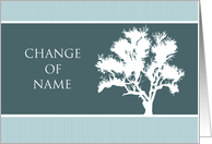Change of Name Announcement -Teal Tone Pinstriped Tree Silhouette card