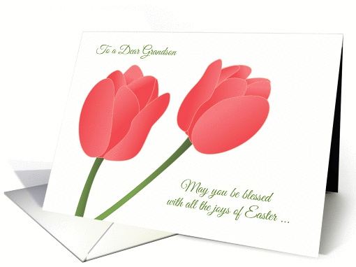 Easter for Grandson - Soft Pink Tulips card (1051139)
