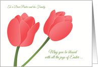 Easter for Pastor and Family - Soft Pink Tulips card