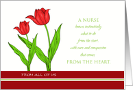 Happy Nurses Day From All of Us - Red Tulips card