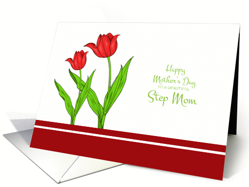 Mother's Day for Step Mom - Red Tulips card (1058181)