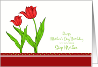 Mother’s Day Birthday for Step Mother - Red Tulips card