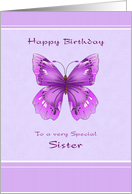 Happy Birthday for Sister - Purple Butterfly card