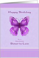 Happy Birthday for Sister in Law - Purple Butterfly card