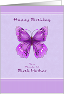Happy Birthday for Birth Mother - Purple Butterfly card