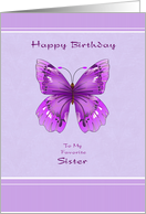 Happy Birthday for Favorite Sister - Purple Butterfly card