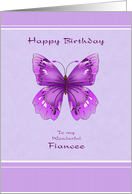 Happy Birthday for Fiancee - Purple Butterfly card