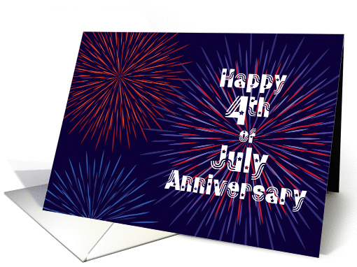 Happy Anniversary on the 4th of July - Red and Blue Fireworks card
