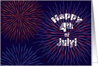 Happy 4th of July - Red and Blue Fireworks card