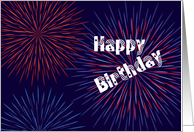 Happy 4th of July Birthday - Red and Blue Fireworks card